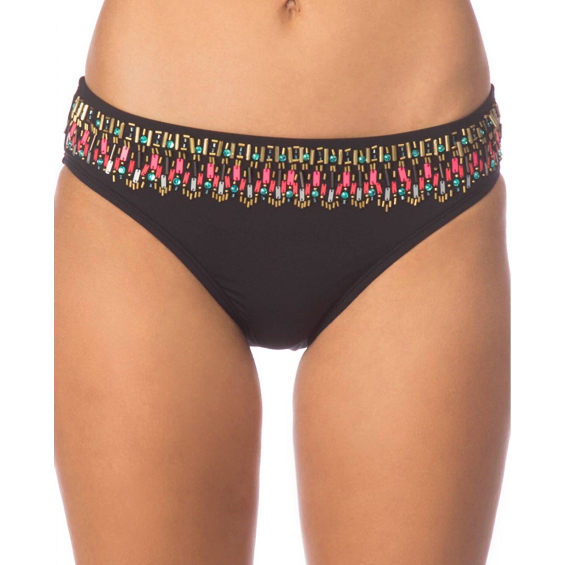 New Kenneth Cole Reaction Sea Gypsy Hipster Bikini Bottom In Solid Black